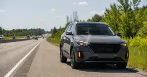 Car stopped safely with hazard lights on after overheating on an Ontario highway
