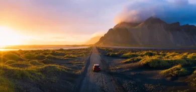 car driving in the mountains