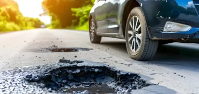 car accident pothole hit