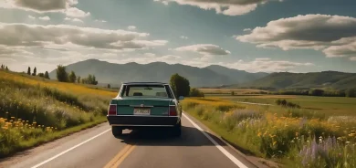 old classic car driving